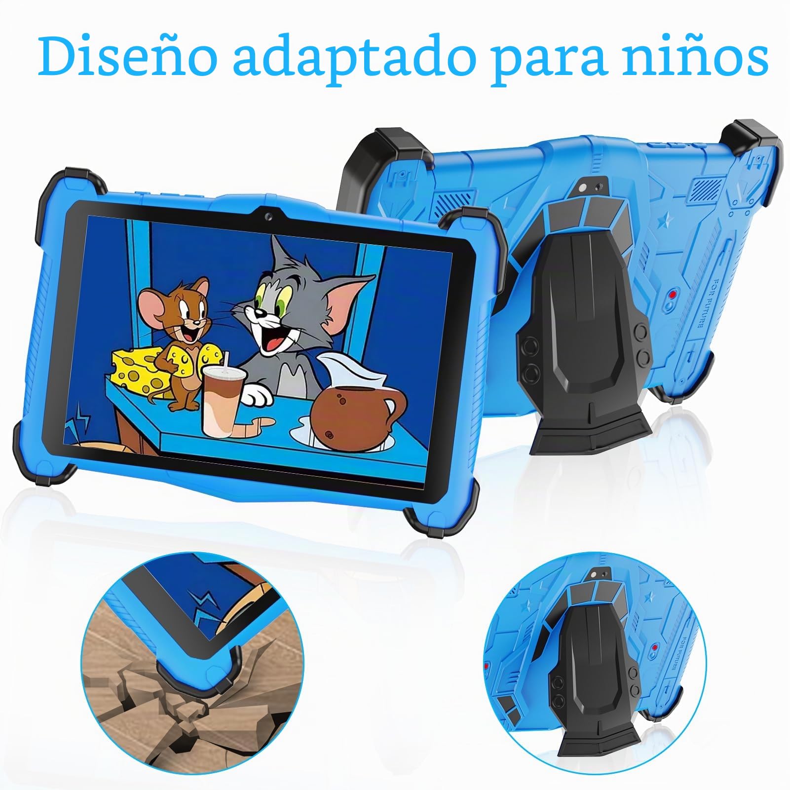 EagleSoar Tablet para Niños 10 Pulgadas, Android 14 con Procesador Octa-Core, Infantil 3 a 12 años, 10GB RAM+64GB ROM, App Aprendizaje para Niños Preinstalado y Controles Parentale(Azul)