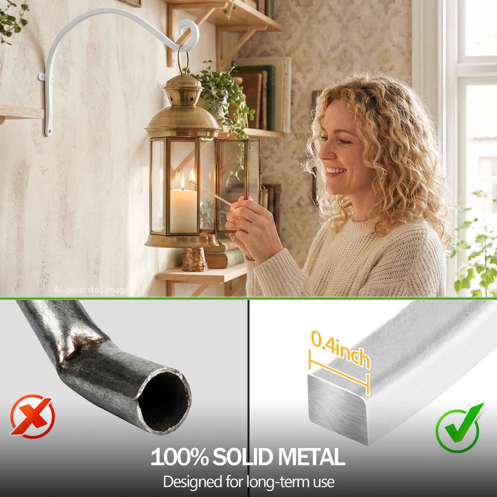 Qiang Ni Colgador de comederos para pájaros (2 piezas/12 pulgadas), soporte para colgar plantas al aire libre más estable y resistente, blanco