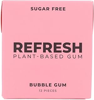 Sugar Free, Natural, Xylitol, Long Lasting Chewing Gum, Natural Flavors, Organic Ingredients, Plastic Free, Non GMO, Gluten Free, Vegan, 1 Pack (12 Count (Pack of 1), Bubble Gum)