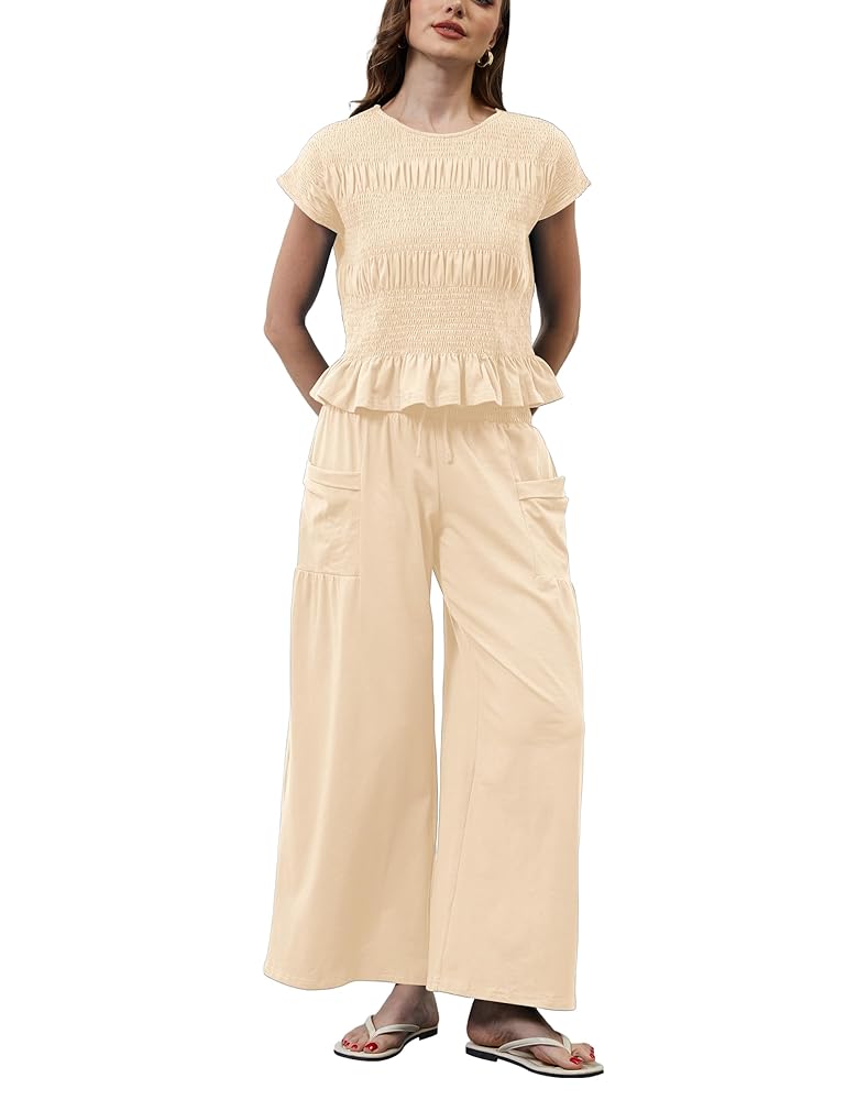 Amazon.com: ACCPUR Womens Summer 2 Piece Outfits Smocked