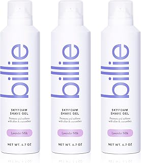 Billie SkyFoam Shave Gel - Lavender Milk Scent - Water-activated Foam - Made With Aloe & Cucumber - For A Close, Smooth Shave - 6.7 fl oz, 3-pack