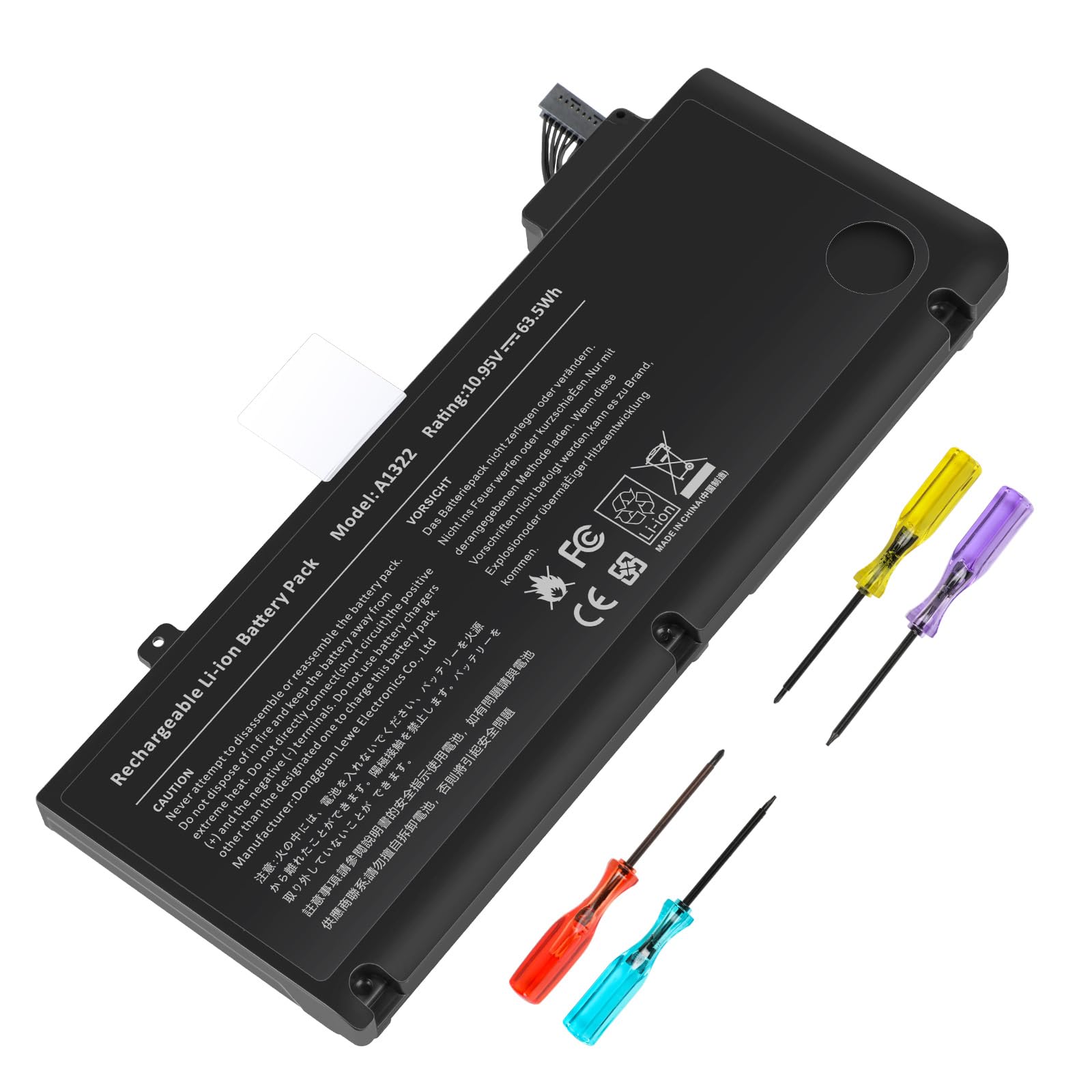 A1278 A1322 Baterías para portátiles y netbooks para MacBook Pro 13 Inch [2009 2010 2011 2012 Version] con Gran Capacidad & Alto Rendimiento & Larga Vida [10.95V 65.7Wh]