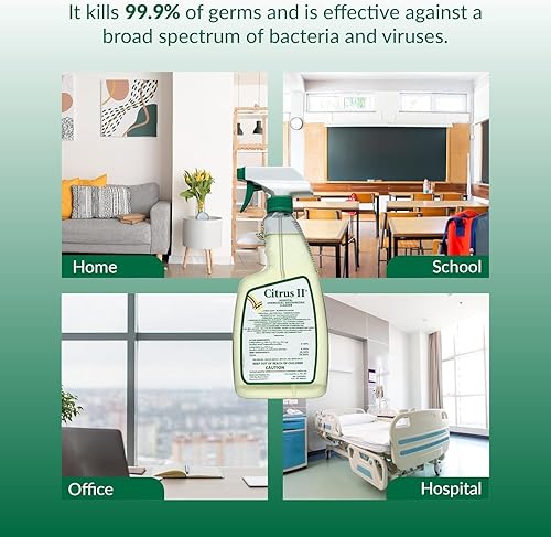 Miniatura 4 de Citrus II Hospital Limpiador desodorizante germicida con spray gatillo, 22 onzas líquidas, paquete de 2
