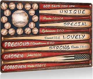 Pejinlu God Says You Are Baseball Metal Tin Sign Christian Bible Verses Wall Art, 12x16 Inch Motivational Sports Decor for Bedroom, Game Room, Gift