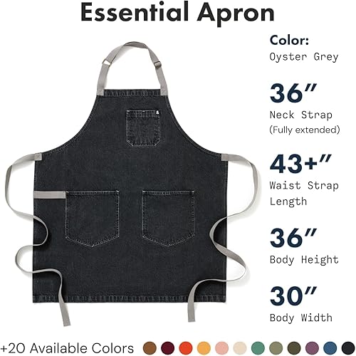 Miniatura 2 de hedley & bennett Essential Delantal  Delantal de cocina de mezclilla resistente con bolsillos y trabilla para toalla  Ropa de trabajo profesional de