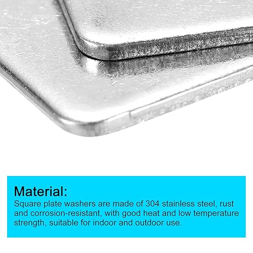 Miniatura 60 de uxcell Arandela cuadrada, 20 piezas M5x20x20x1.0.197 in 304 arandelas de placa cuadrada de acero inoxidable 304 Junta espaciadora de almohadilla