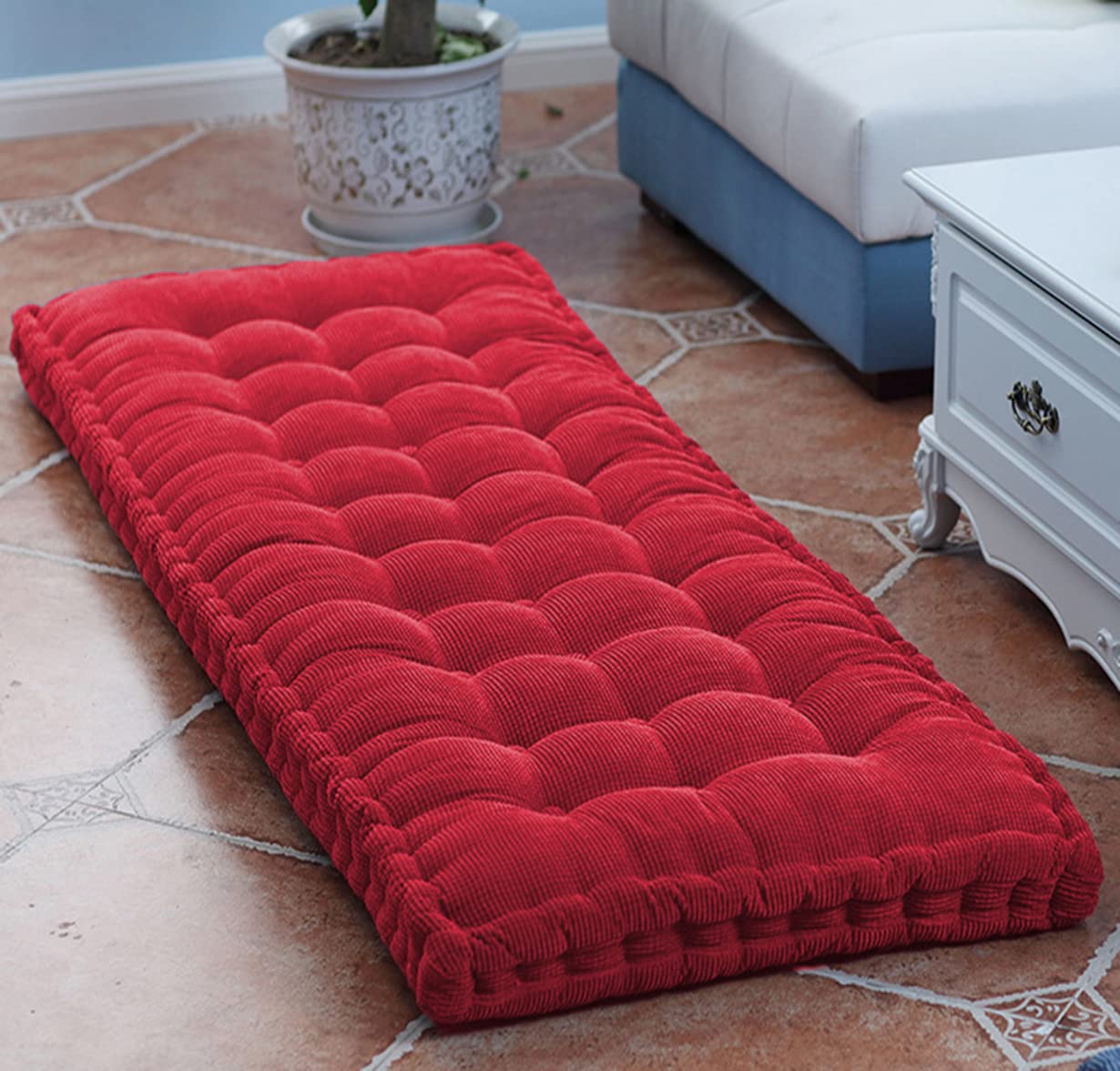 Cuscino rettangolare extra spesso, per interni ed esterni, grande, per divano e panca da giardino, cuscino per panca da pranzo, cuscino per pavimento (rosso, 150 x 40 cm)