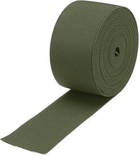 sourcing map Bandas elásticas para coser 5 cm, 5 yardas/4,5 m, color verde militar, carrete elástico de alta elasticidad para pelucas, cintura y pantalones