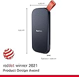 SANDISK Portable SSD 1TB (Read speeds up to 800 MB/s, USB 3.2 Gen 2, USB-C, NVMe Solid State Performance, Updated firmware, fastening loop made of durable rubber) Black - 2