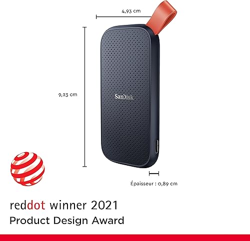 SANDISK Portable SSD 1TB (Read speeds up to 800 MB/s, USB 3.2 Gen 2, USB-C, NVMe Solid State Performance, Updated firmware, fastening loop made of durable rubber) Black - 2
