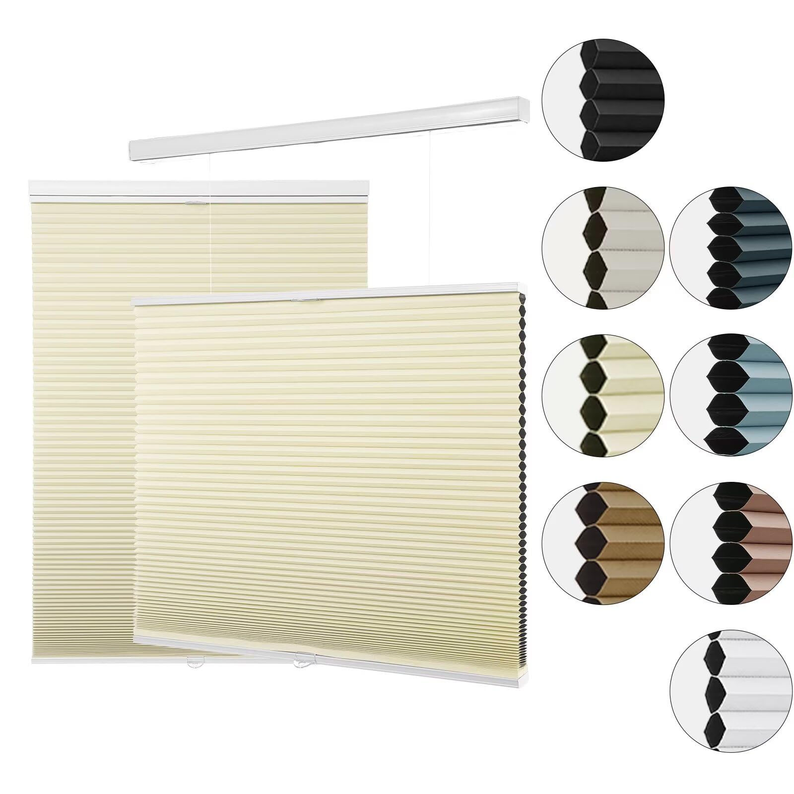 MYshadeCustom Size Cellular Shades Cordless, Blackout Top Down Bottom Up Honeycomb Blinds, Thermal Insulated Energy Saving Room Darkening Window Shades for Indoor Windows, Easy to Install, Beige