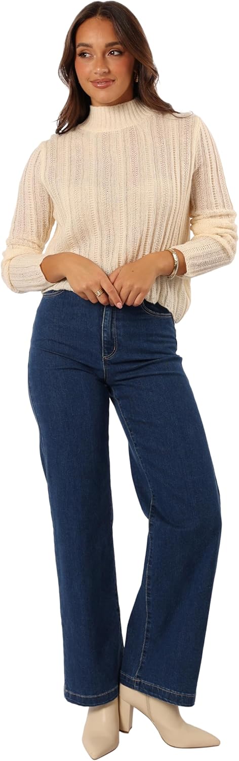 Petal & Pup Women's Wynford Scallop Edge Knit Sweater, Cream