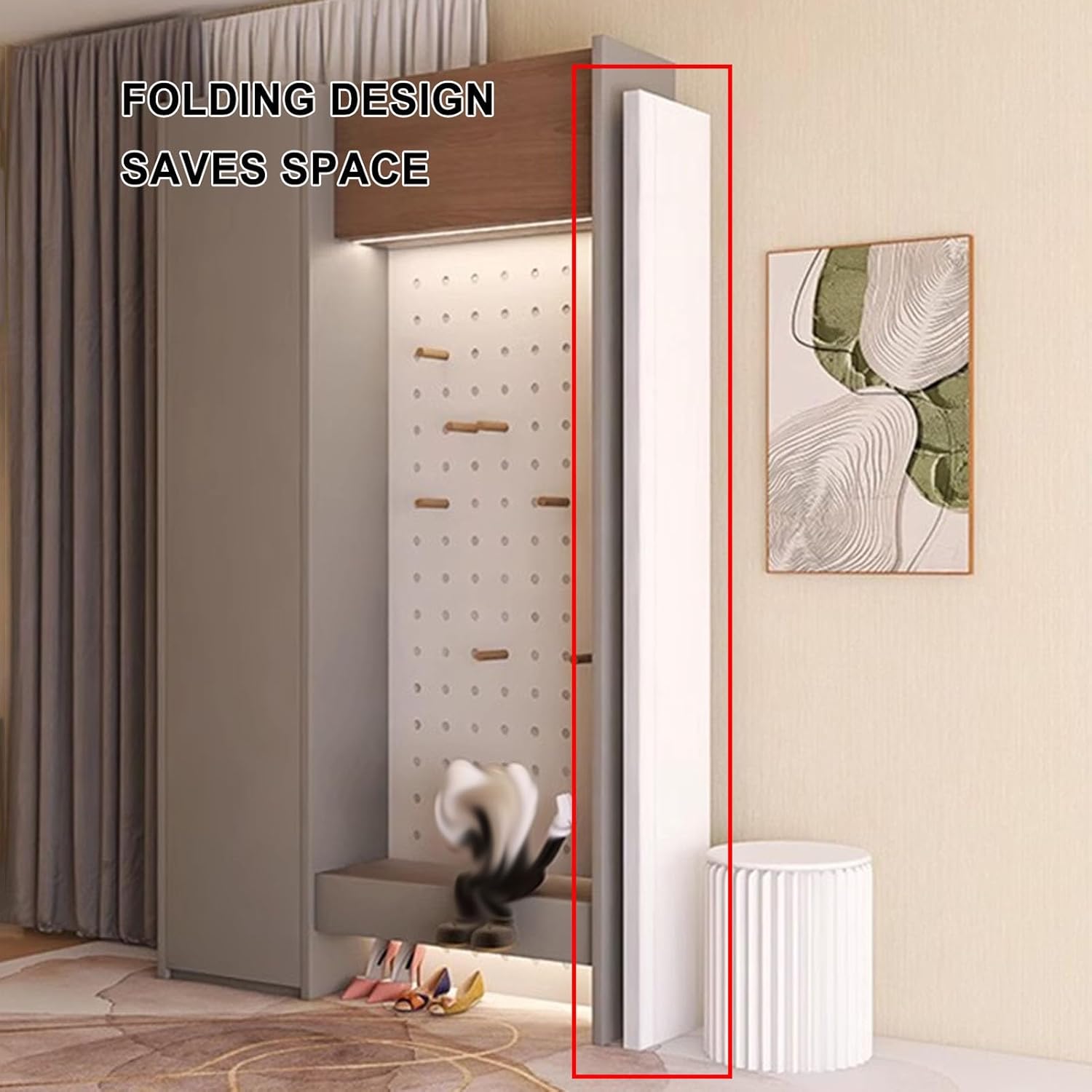 Room Dividers Folding Retractable Room Divider Paper Screen Partition, Creative Screen Partition for Home/Office/Clothing Store/Live Streaming Background(Brown,5x2.4m/16.4x7.21ft)