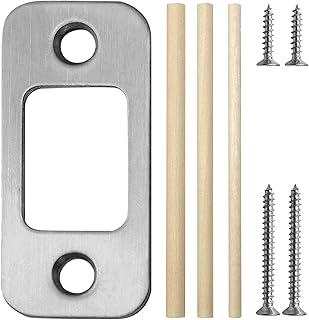 vibedor 1 Pack Durable Deadbolt Strike Plate, Silver Round Corner Backplate, 1" x 2-1/4" Plate for Doors and Home Improvement