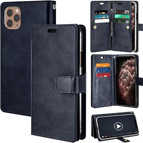 Miniatura 1 de Goospery Mansoor iPhone 11 Pro Max 6.5 "(2019) Funda de piel tipo cartera de doble cara para tarjeta 9 ranuras para tarjetas, 2 bolsillos para