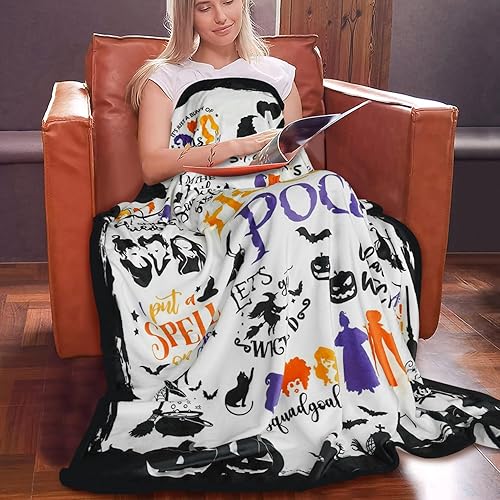 Miniatura 7 de Manta de bruja de Halloween para adultos y niños, de 50 x 60 pulgadas, manta de franela suave de forro polar de Halloween y mantas de decoración