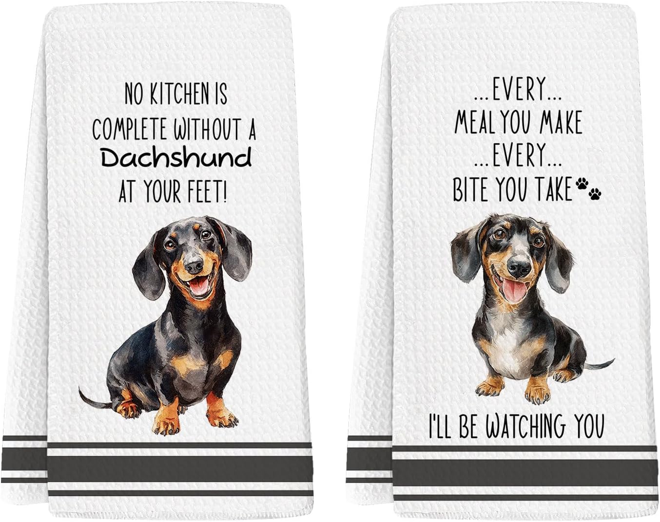 Funny Dachshund Gifts Dish Towels Set - Dachshund Kitchen Towels