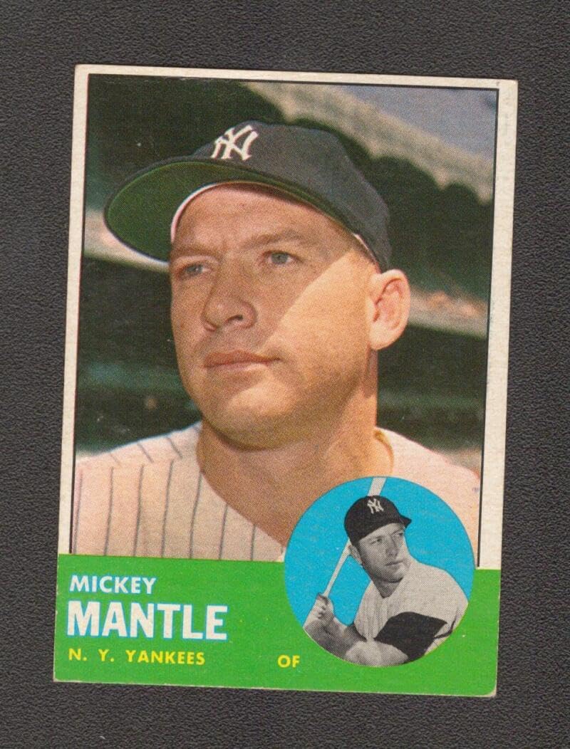 Baseball Trading Card 1963 Topps #200 Mickey Mantle VG/EX Very Good/Excellent Yankees