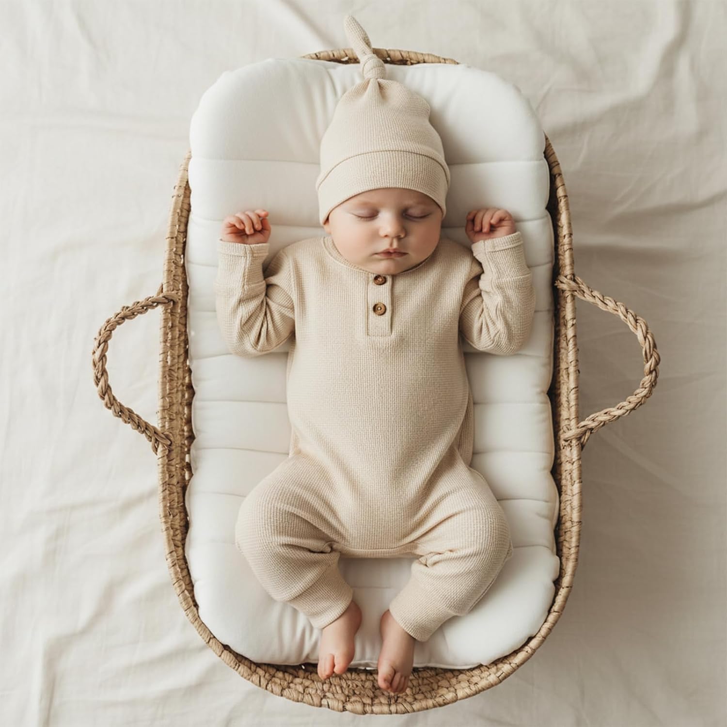 Newborn Knit Romper Hat 2 Pieces Button Up Footed Jumpsuit Baby Boy Clothes Photography Coming Home Outfit