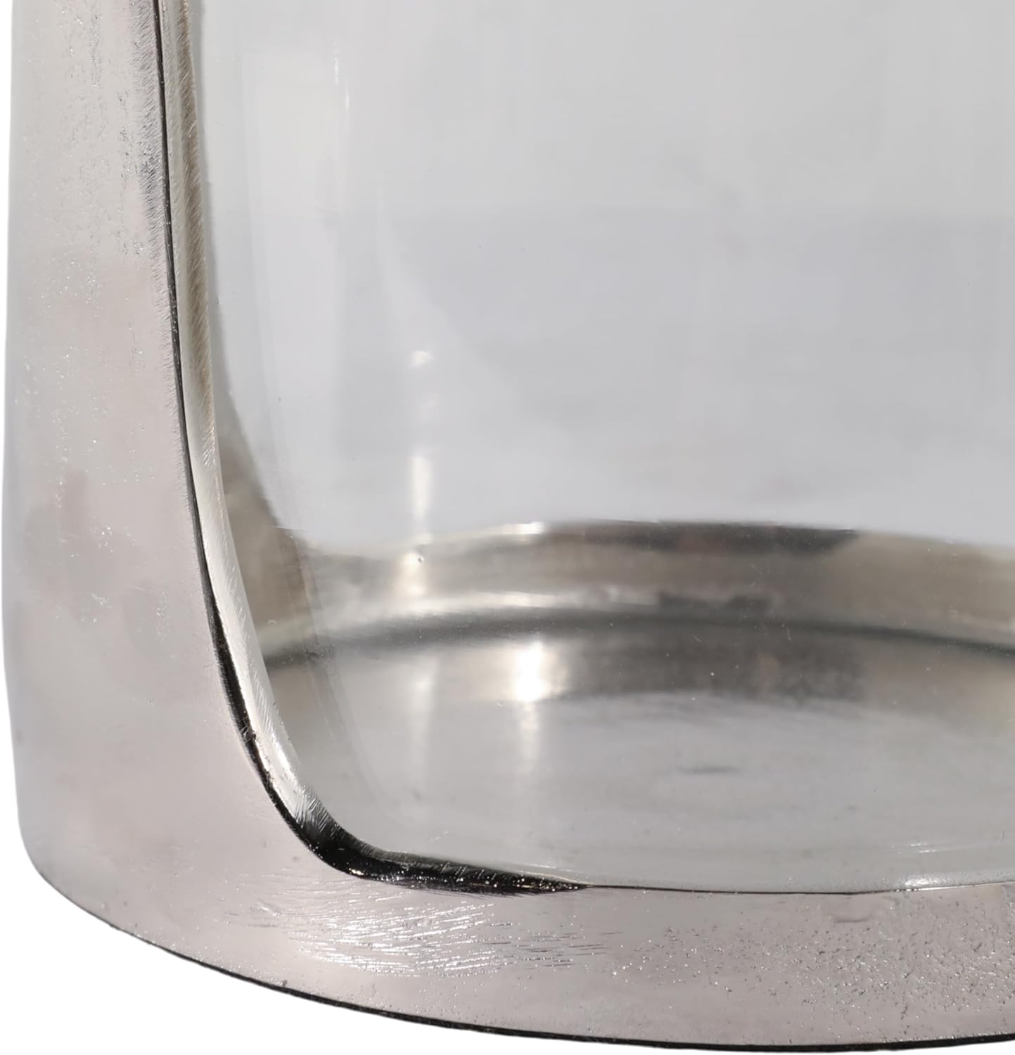 Modern Hurricane Pillar Holder for Home Decor Accent - Decorative Glass Cylinder Candle Stand for Table Centerpieces or Dining Room - Candlestick Holders for Everyday Decor - 9", Silver & Clear