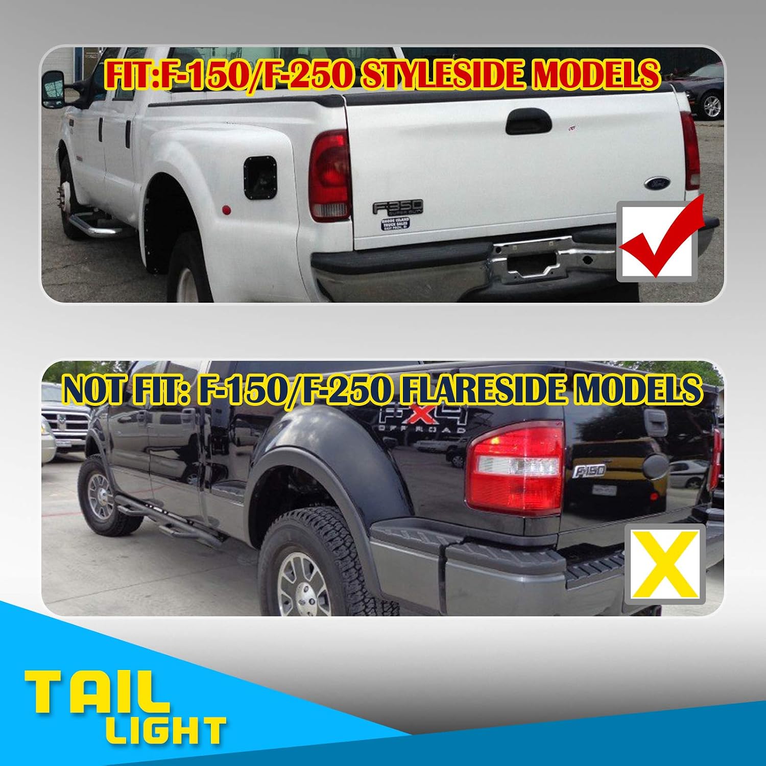 Tail Lights For 1997-2003 Ford F-150 F-250 F-350 Super Duty Tail Lights Styleside Model Pickup Black Smoke Lens Rear Taillights 1 Pair