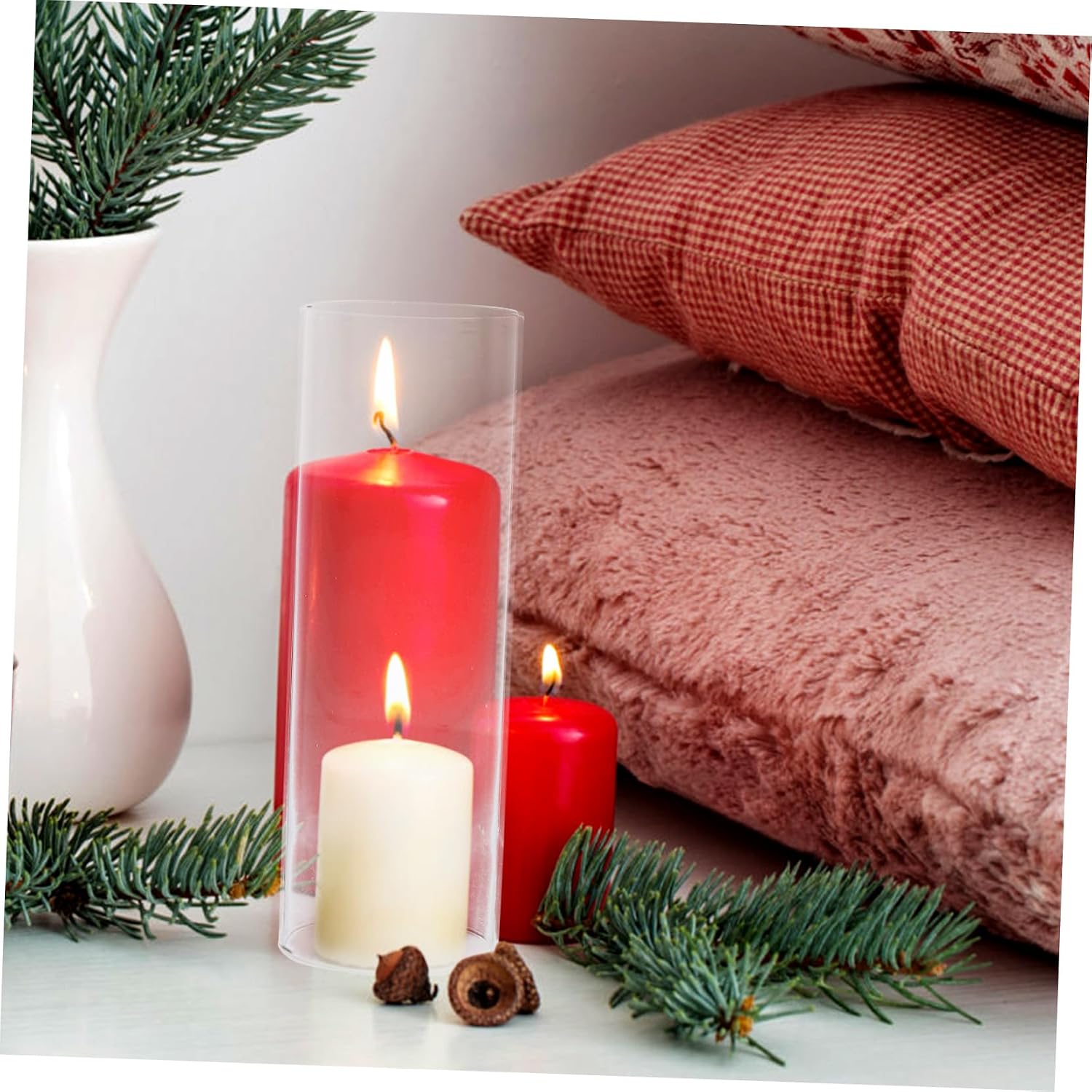 ORFOFE 4pcs Decorative Glass Tubes Shades Windproof Candle Covers Hurricane Candle Holder Sleeves Simple Glass Covers Home Decor