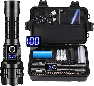 Rechargeable Flashlights High Lumens XHP99 990000 Lumens Brightest LED Tactical Flashlights Super Bright High Powered Flash Light, Powerful Handheld Hunting Flashlight for Emergency Hiking Battle