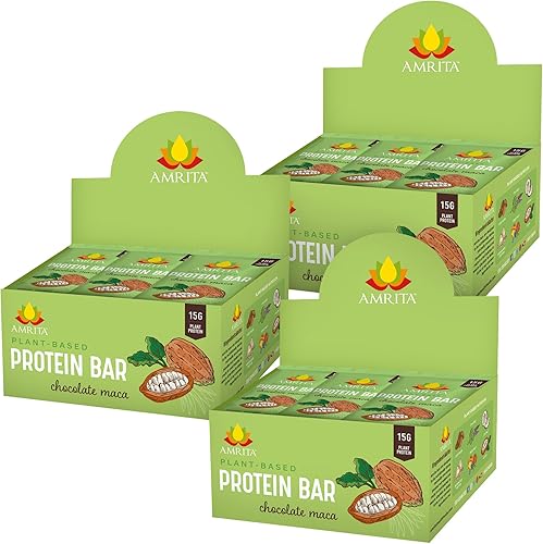 Miniatura 49 de Amrita Manzana canela vegana, sin gluten, barras altas en proteínas 0.53 oz de proteína a base de plantas, alta fibra, sin maní ni lácteos Barra