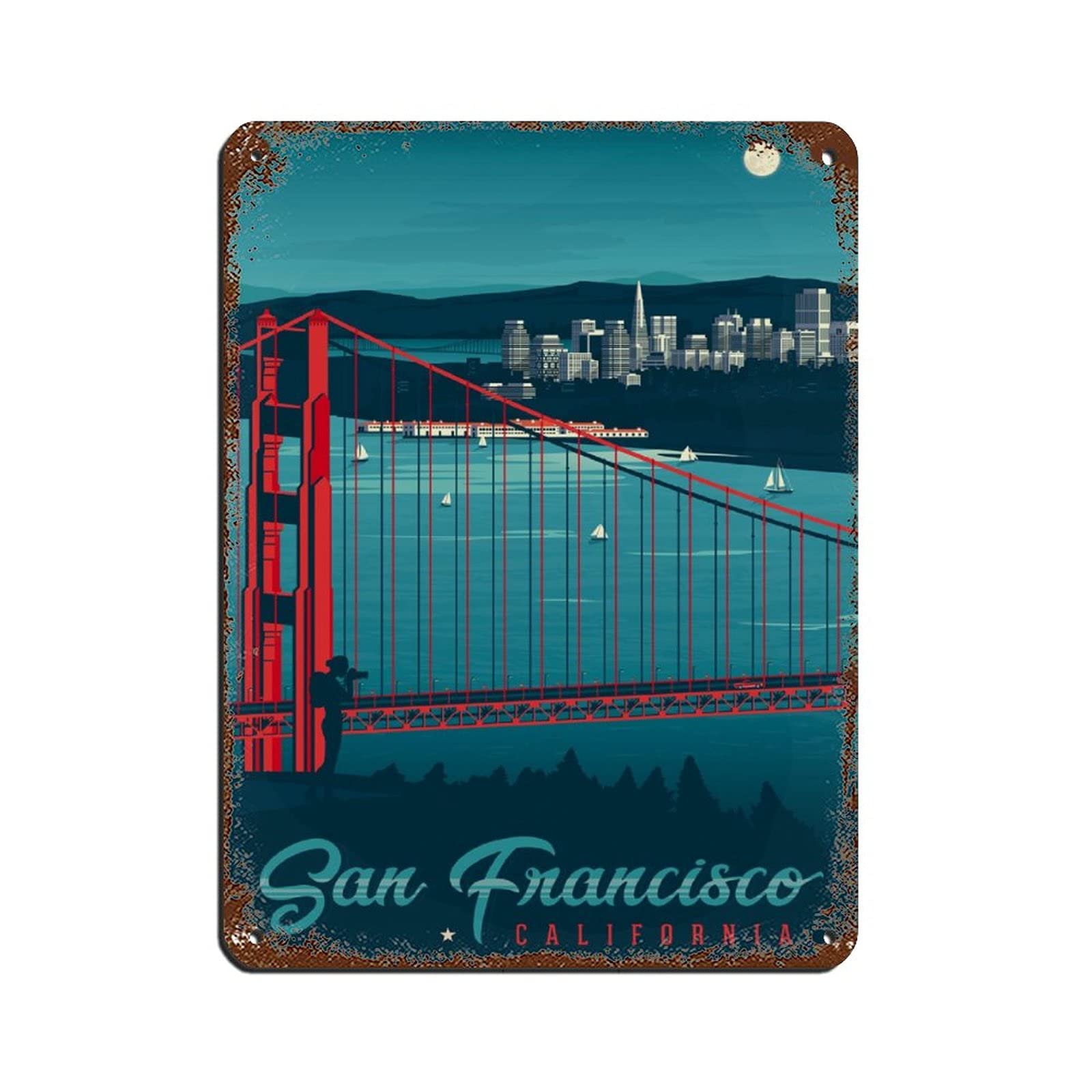 San Francisco Vintage Retro Travel Poster Tin Sign Vintage Metal Pub Club Cafe Bar Home Wall Art Decoration Poster Retro 20x30CM