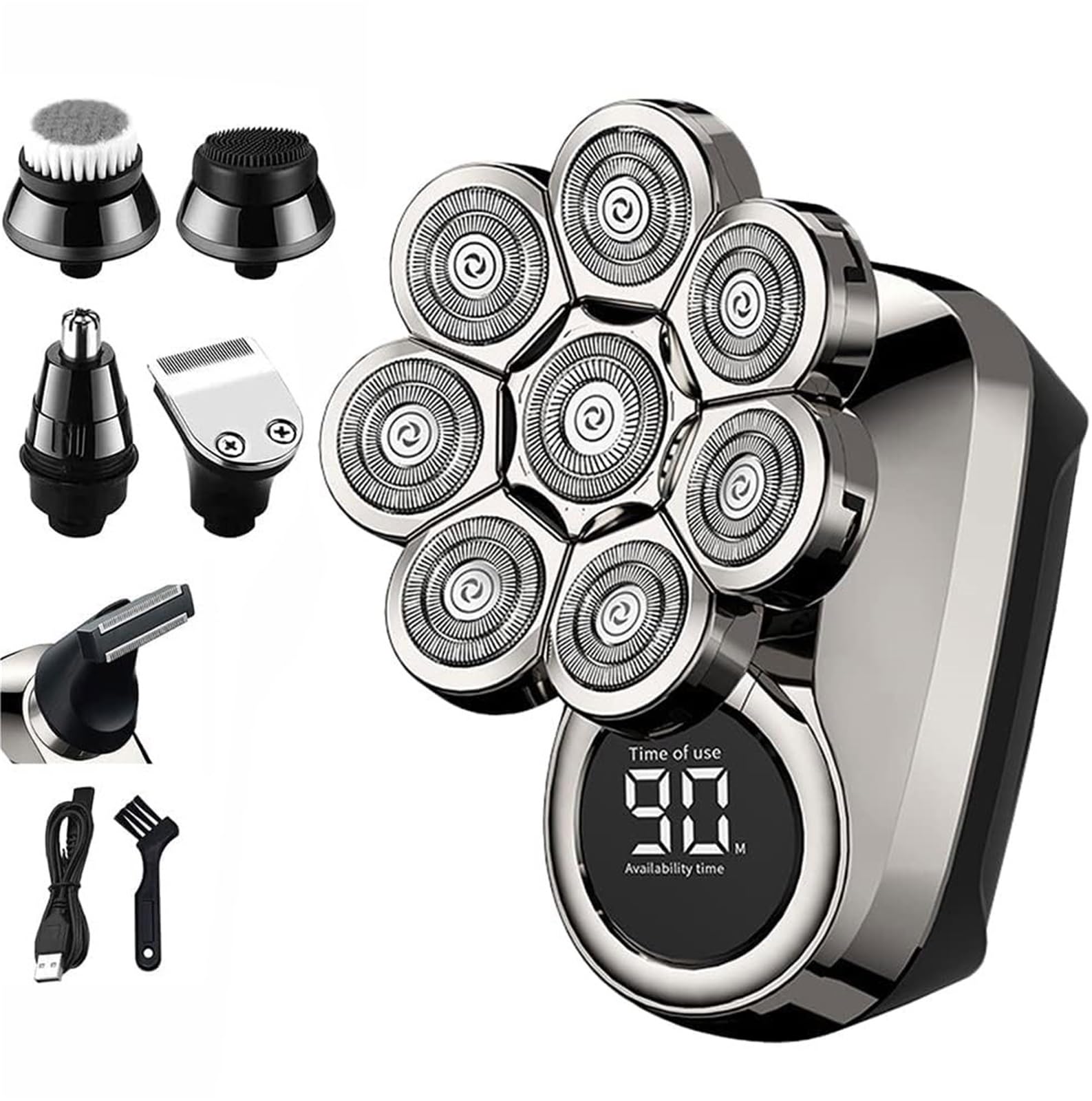 MOLOR 8D Head Shaver for Men Bald Shavers USB Charging 6 in 1 Waterproof Electric Razor Floating Head, Bald Grooming Kit with Nose Trimmer, Massager, Brush, Wet and Dry