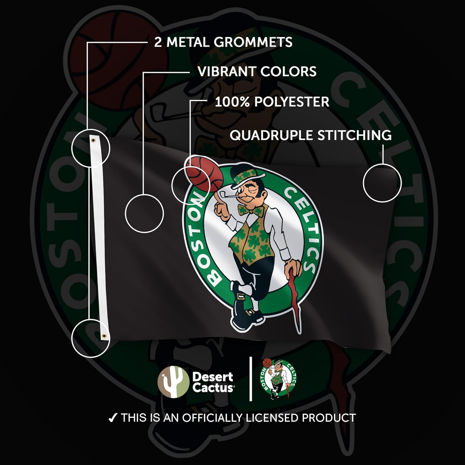 Desert Cactus Boston Celtics Flag NBA National Basketball Association Team Flags 100% Polyester Indoor Outdoor 3x5 feet Flags (Flag P) - Image 4