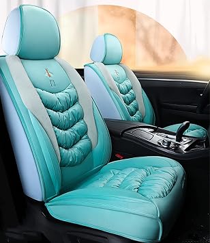 Winter Car Seat Cover Front Car Plush Cushion Comfortable Protection Mat Backrest for Auto Interior Truck SUV Van,Green