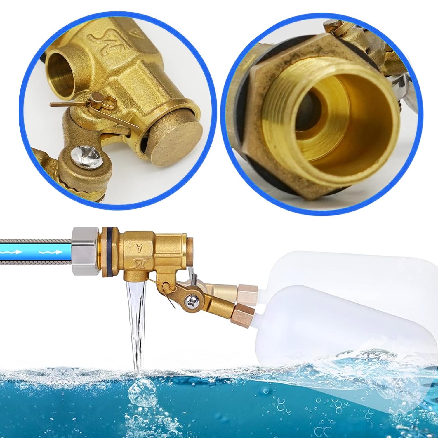 Robinet Flotteur Eau Laiton 1/2" - Lot De 2 Pour Abreuvoirs, ÉTangs, Aquariums Et Réservoirs