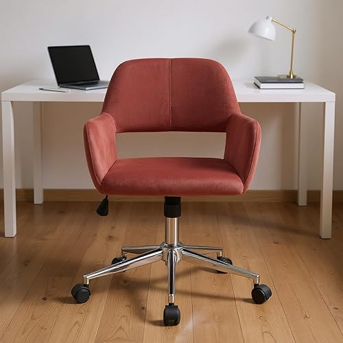 Miniatura 4 de Homy Casa Silla de oficina moderna con respaldo medio con cómoda tela de terciopelo, silla giratoria de escritorio para computadora con reposabrazos
