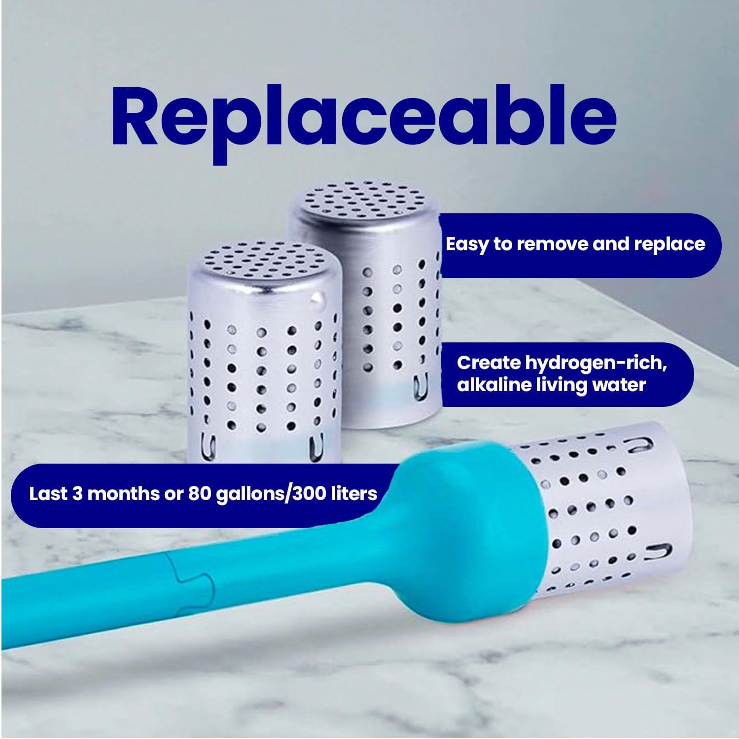 DYLN VitaBead Diffuser | Creates Hydrogen-Rich, pH 9+ Alkaline Antioxidant Water | Replacement for DYLN Bottle | Natural Mineral Ionized Hydrogen Generator for Delicious Tasting Water | 4-Pack