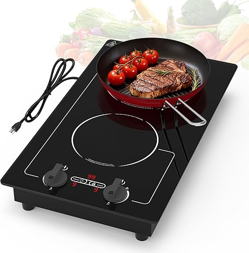 Miniatura 10 de VBGK Cocina eléctrica de un solo quemador, estufa eléctrica de 110 V 1800 W con control táctil LED, 10 niveles de potencia, temporizador de 4 horas,