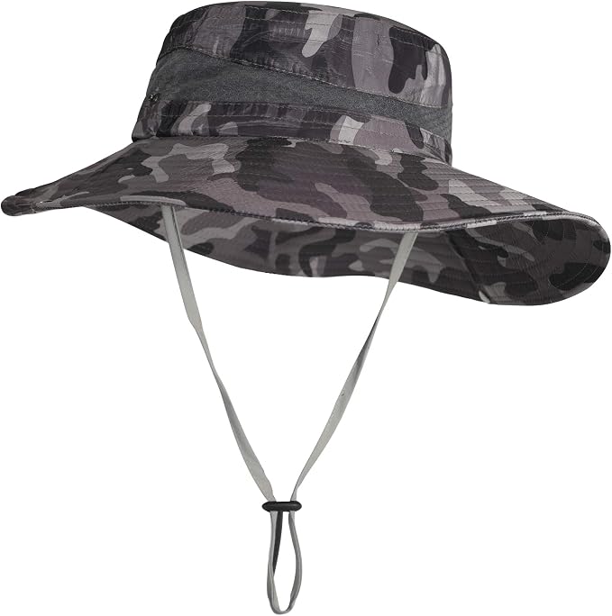 ZLYC Mens Waterproof Camo Sun Hat Wide 