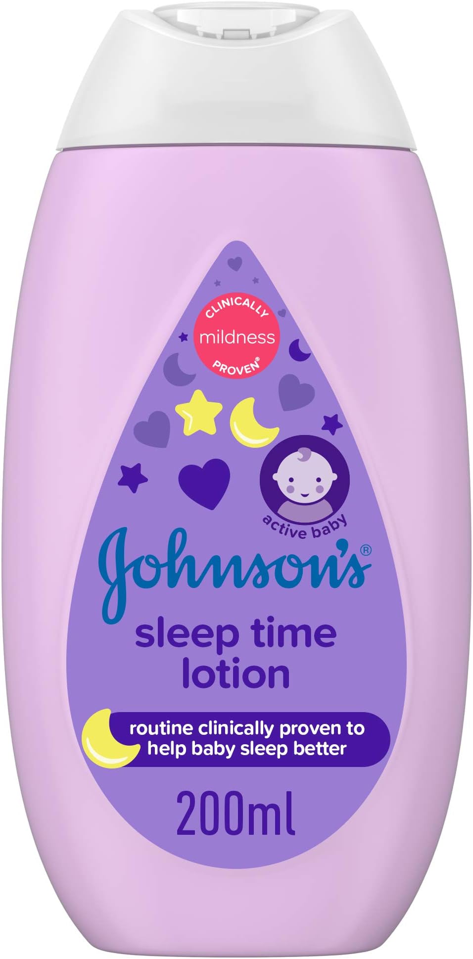 Johnson's Baby Sleep Time Moisturising Lotion(1x 200ml), pH Balanced & Allergy Minimising Formula to Nourish & Soothe Delicate Skin, Helping Baby Feel Healthy & Comfortable at Night (Package May Vary)