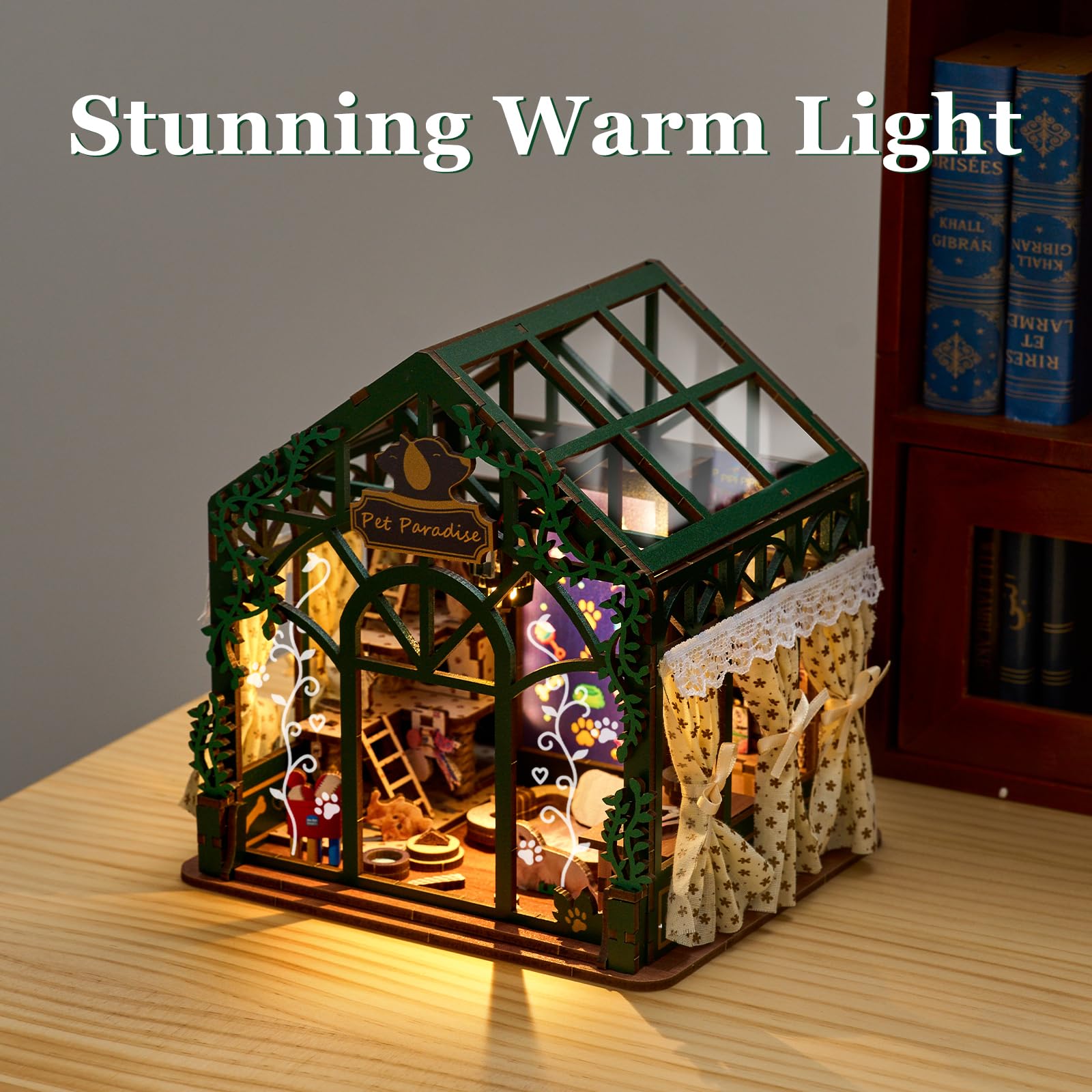 Mini-Maison à Monter soi-même pour Adultes, Puzzle 3D Book Nook | Kit de maison de poupées miniature, Coin lecture avec rideaux, mobilier détaillé, cadeau d'anniversaire ou pour la famille