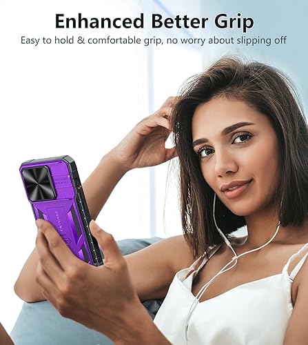 Miniatura 4 de FNTCASE Funda para iPhone 15 Pro protección contra caídas y golpes de grado militar con soporte y tobogán  Protección resistente con textura de