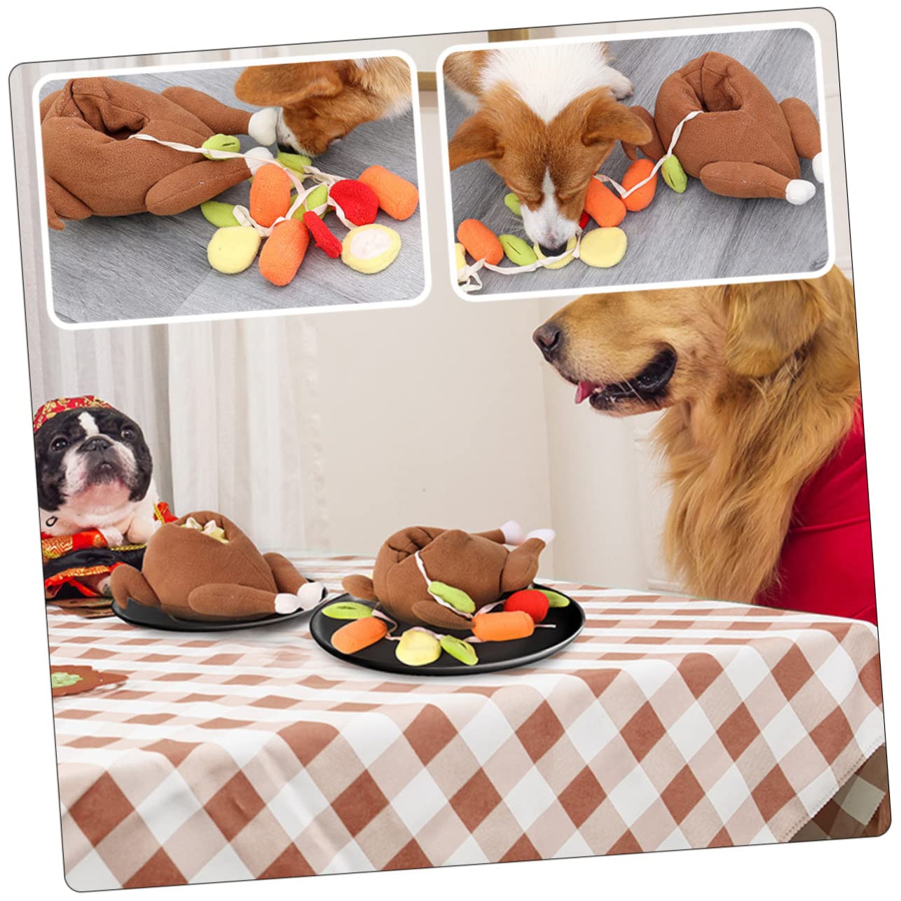 YARNOW 2 Piezas Juguetes Peluche para Mascotas Juguete para Masticar Mascotas Juguete Pollo Acción Gracias Juguetes Pollo para Pollitos Cachorro Comida Forro Polar