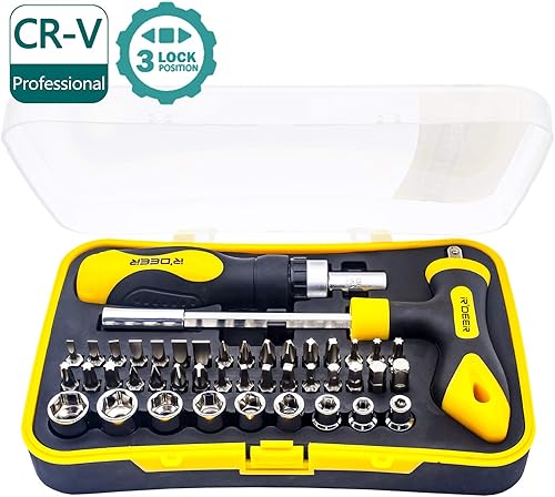Miniatura 7 de Juego de destornilladores de trinquete 43 en 1 R'deer T-handle multifunción tuerca driver socket manual kit de herramientas de reparación