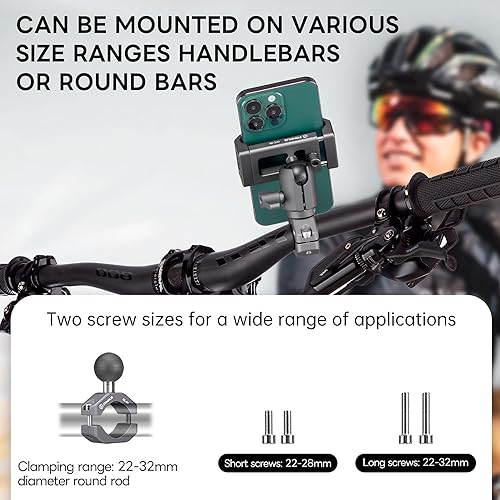 Miniatura 4 de FANAUE Soporte de teléfono para motocicleta con adaptador de cabeza esférica de 1 pulgada, soporte de aluminio para teléfono para manillar, clip de