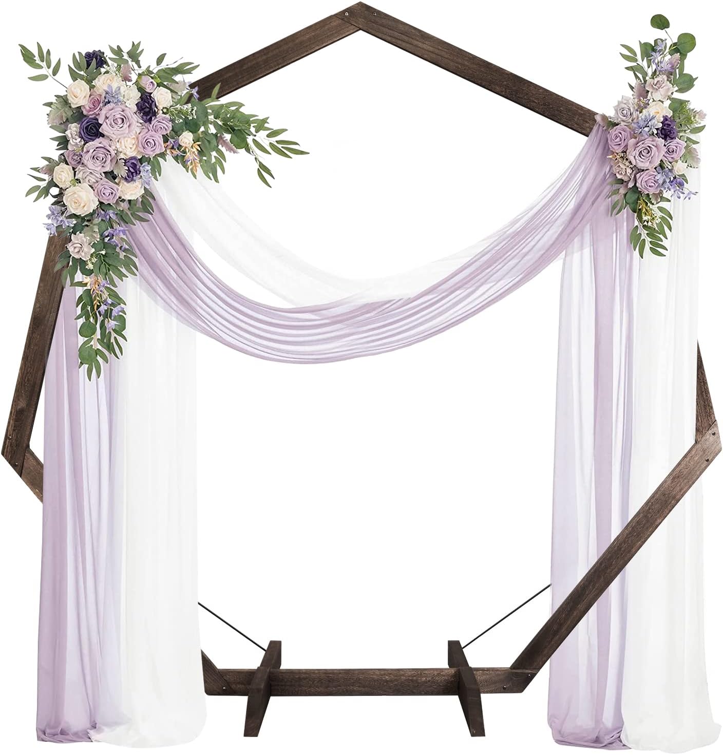 Wooden Wedding Arch 7.2FT, Heptagonal Wood Arch for Wedding Ceremony, Parties, Indoor, Outdoor, Backdrops, Wedding Arch Frame,Garden Decorations
