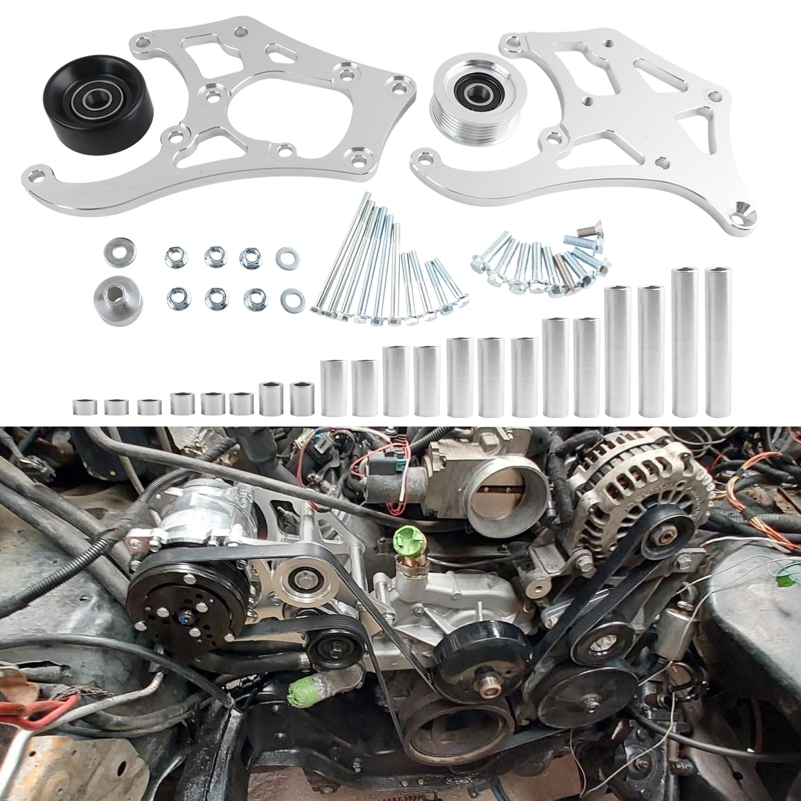 LS Air Conditioner Compressor Bracket Kit,Compatible with Sanden 508L SX Camaro LS1 LS Engine LM7 LR4 LQ4 L59 LQ9 LM4 L33 L92 L76 LY2 LY5 LY6 LC9 LH8 LMG L98 L99 L96 LC8