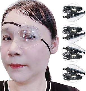 AMZVIO 4pcs Eye Shield,Clear Eye Patch After Cataract Surgery,Eye Shield for Sleeping after Surgery With Extended Elastic Strap Longer & Wider for Adults(Clear)