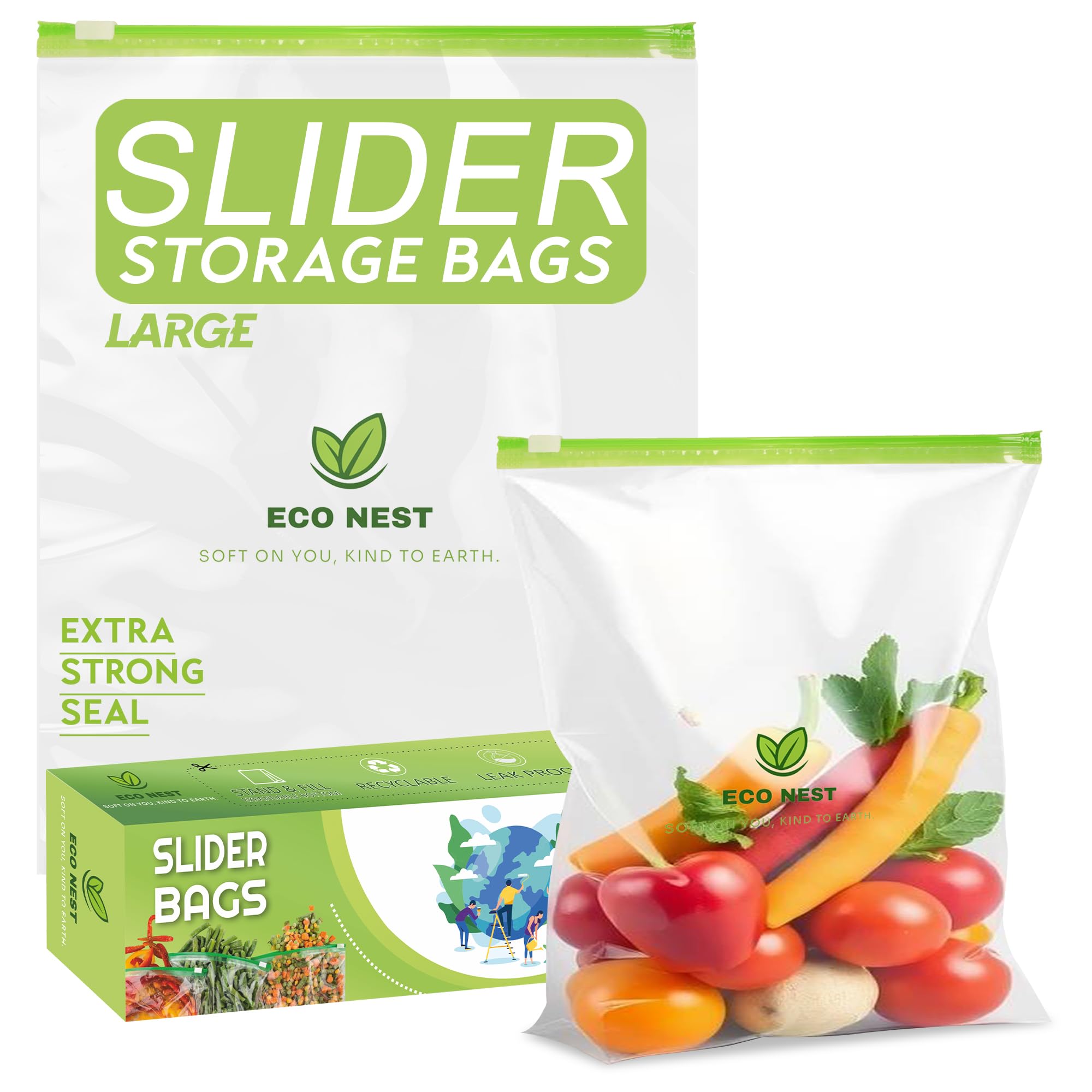 Large Multipurpose Slider Storage Bags | 35 Bags | 26 x 31 cm | Expandable Bottom for Extra Storage | Reusable, Leakproof, Freezer & Fridge Safe, BPA-Free Bags-image-16