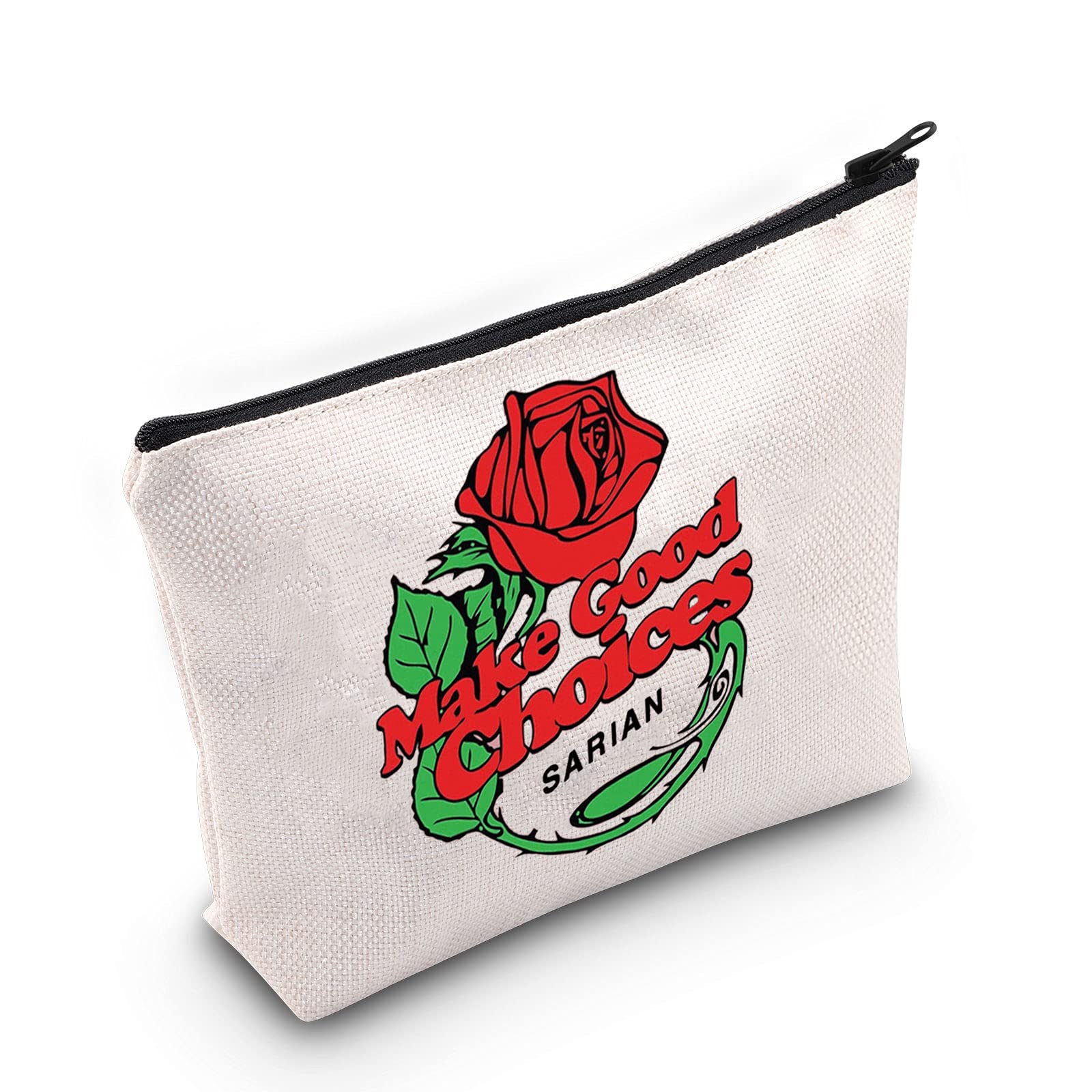 TOBGBETrue Crime Makeup Bag Make Good Choices Sarian Rose Makeup Artist Cosmetic Bag Bailey Sarian Fan Gift, Off white, Make Good Choices