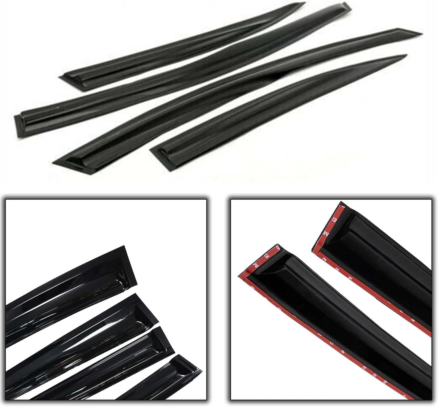 4-Pack Side Window Visor Vent Deflectors Rain Guard 3D Wavy Black Tinted Replacement for 2017-2020 C-HR