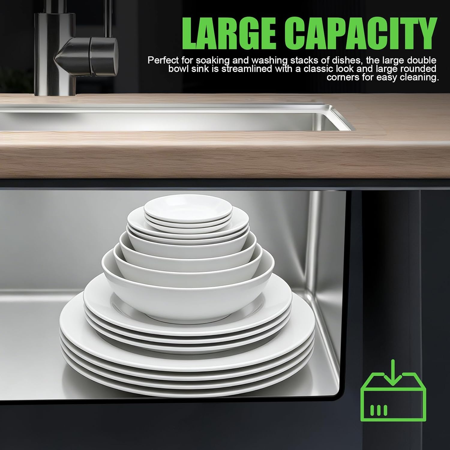 Undermount Kitchen Sink Workstation - 304 Stainless Steel Single Bowl Sink with Cutting Board, Roll-Up Drying Rack, Colander, Bottom Grid & Drain Assembly, Deep Drop-In for Kitchen Renovation